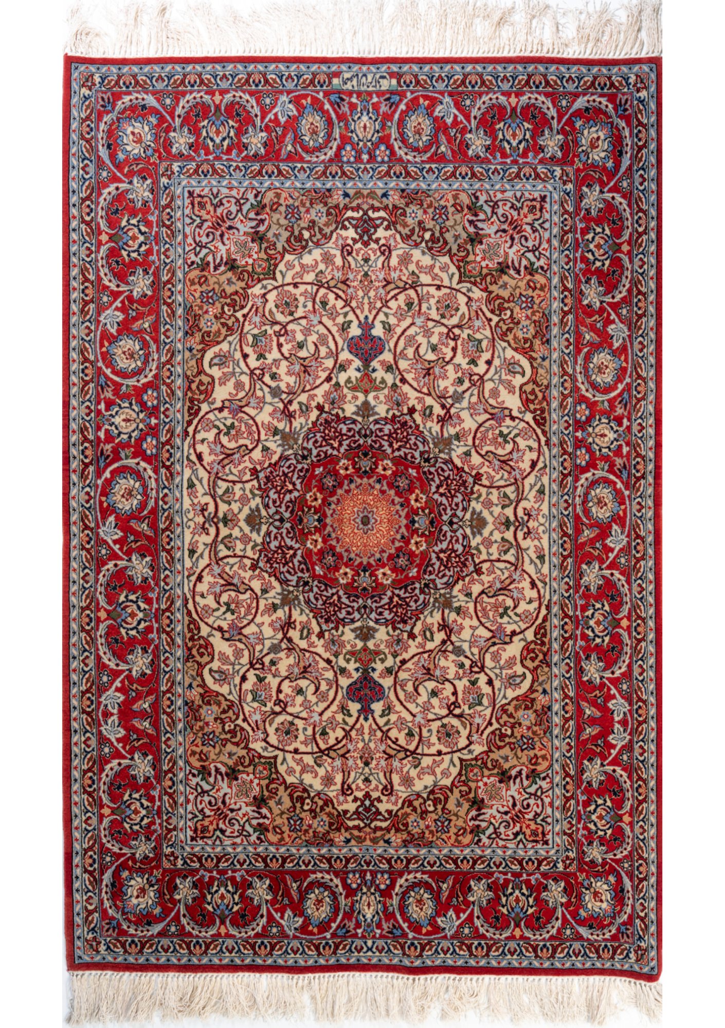 Tappeto Esfahan in lana e seta 1.67 × 1.10 m