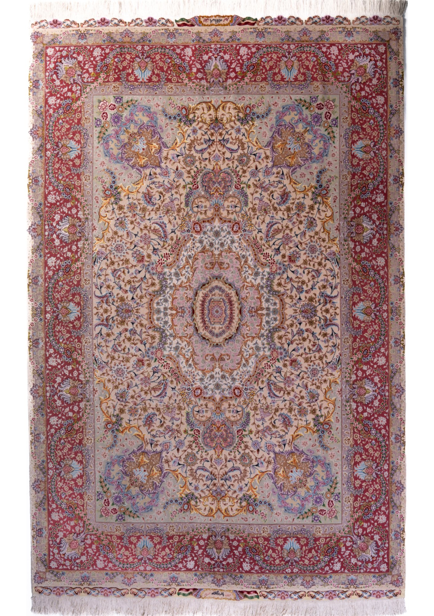 Tappeto Tabriz in lana e seta 2.24 × 1.52 m