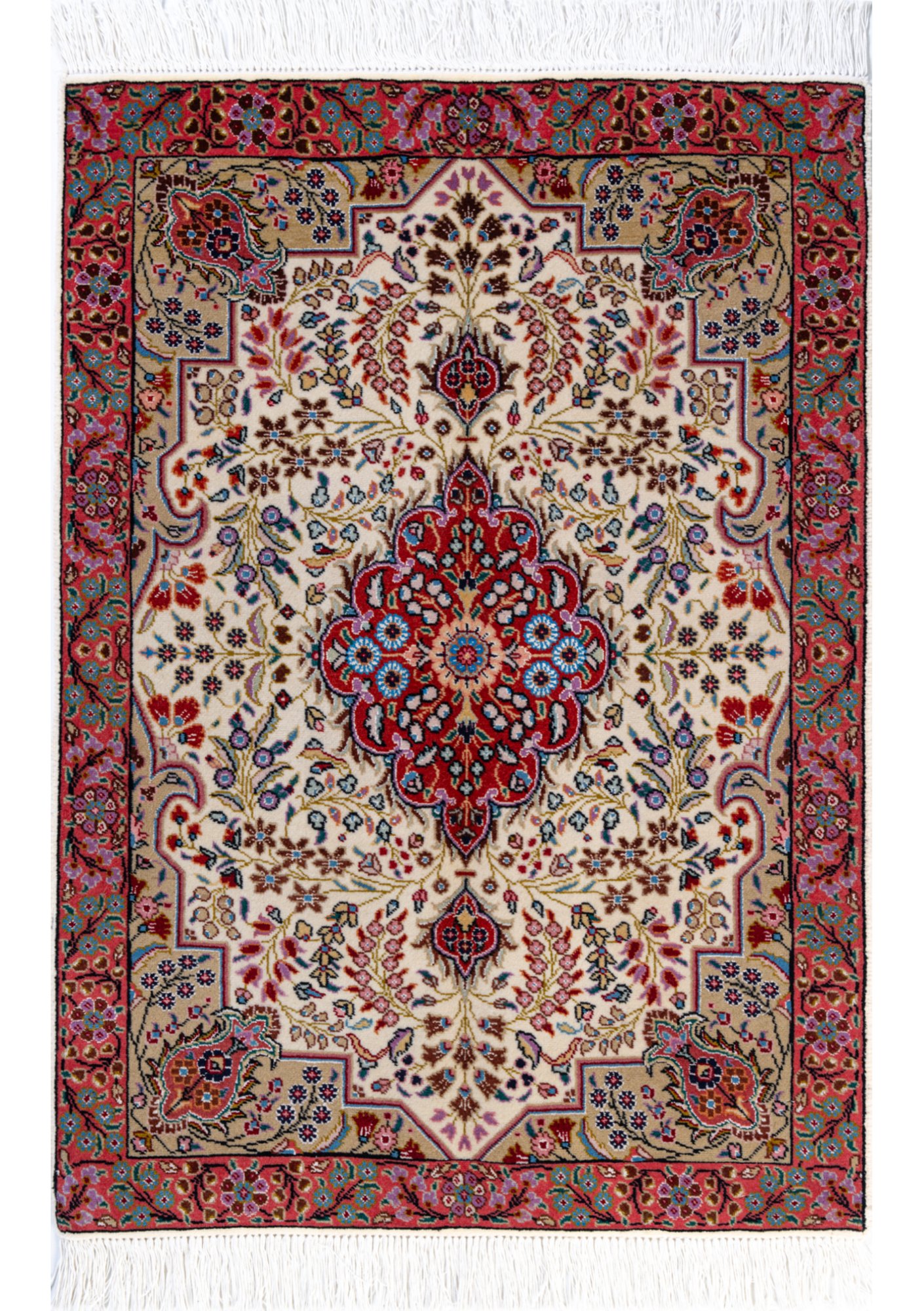 Tappeto Tabriz in lana e seta 0.93 × 0.66 m