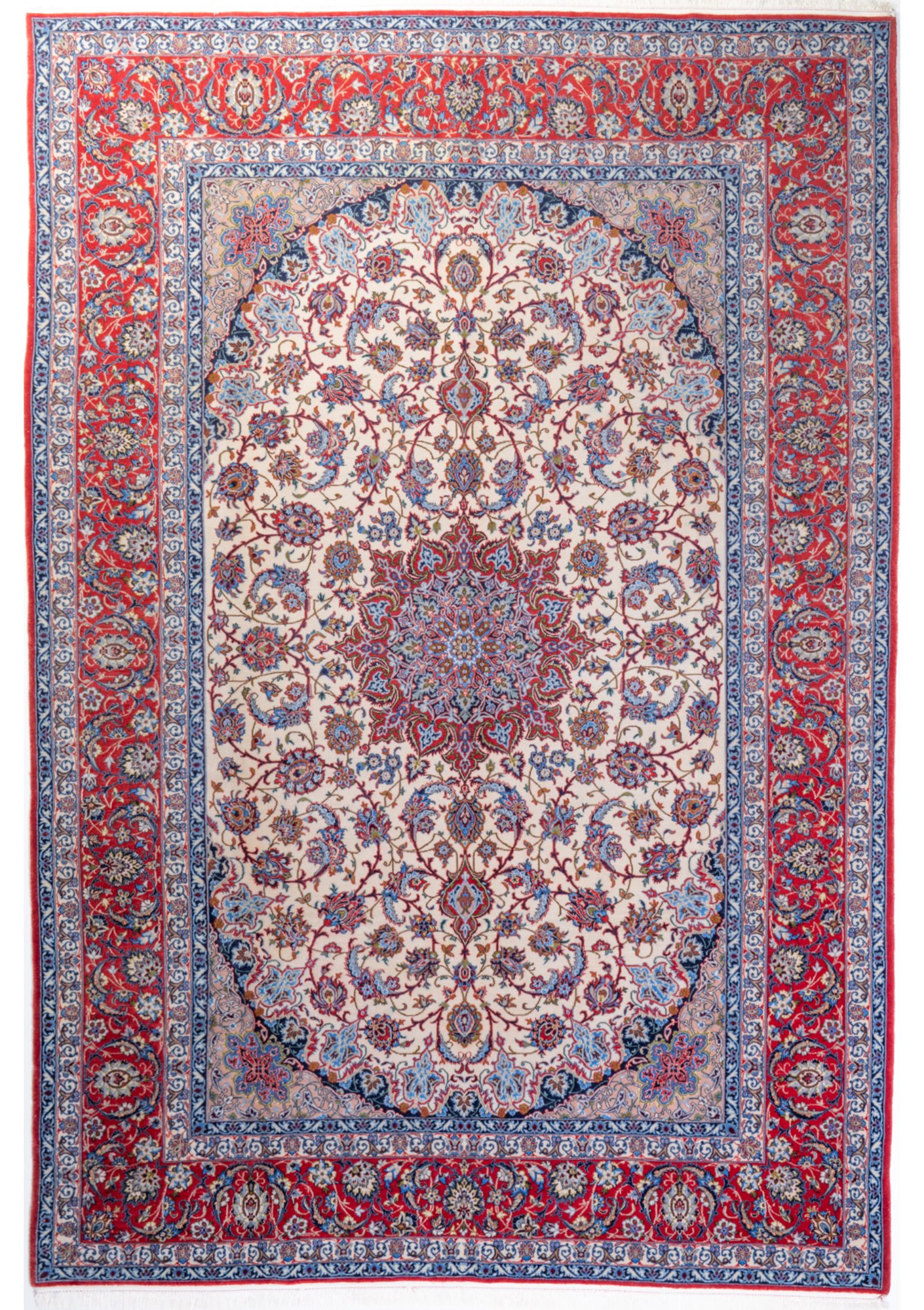 Tappeto Esfahan in lana e seta 3.02 × 2.04 m
