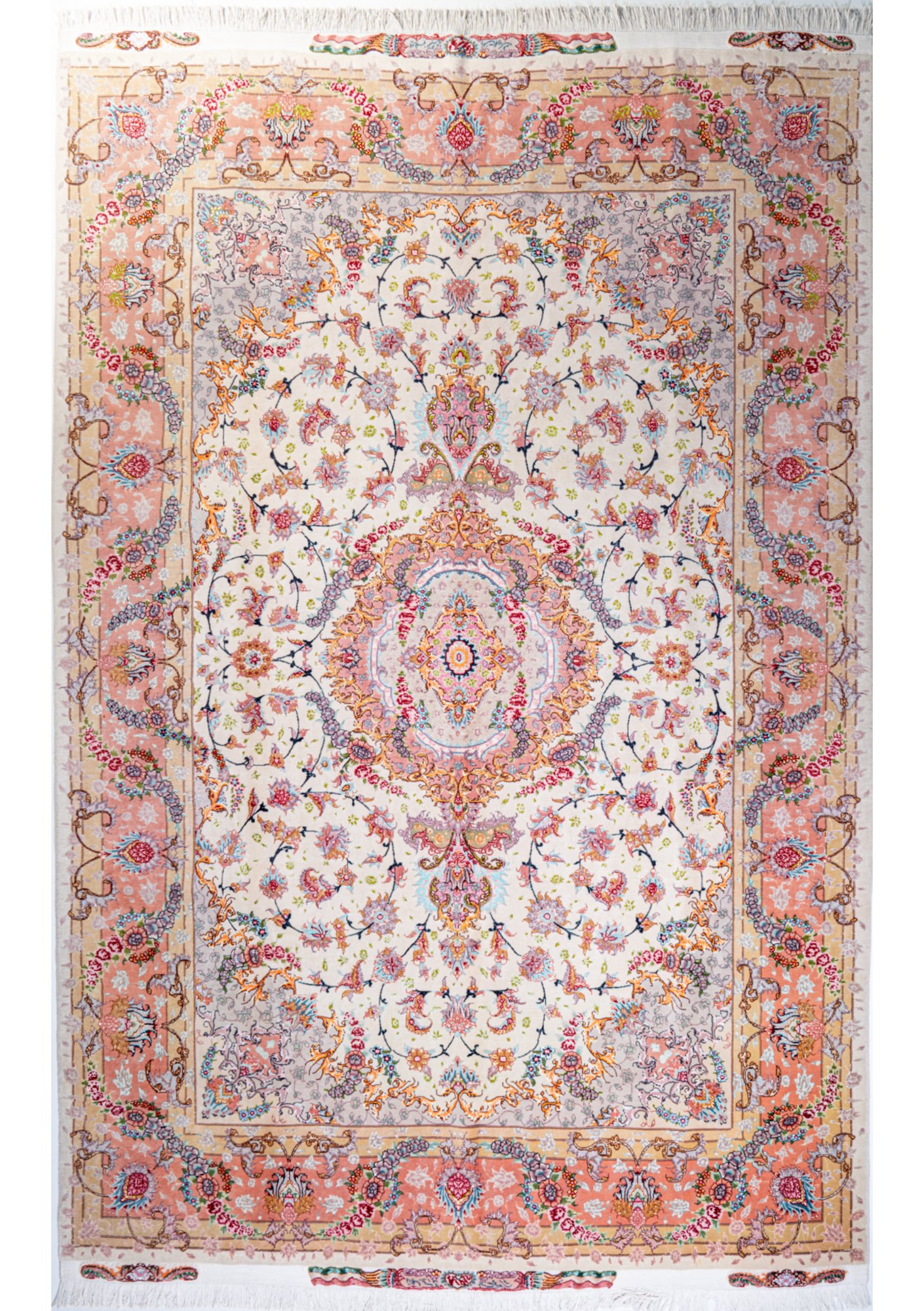 Tappeto Tabriz in lana e seta 3.12 × 2.06 m
