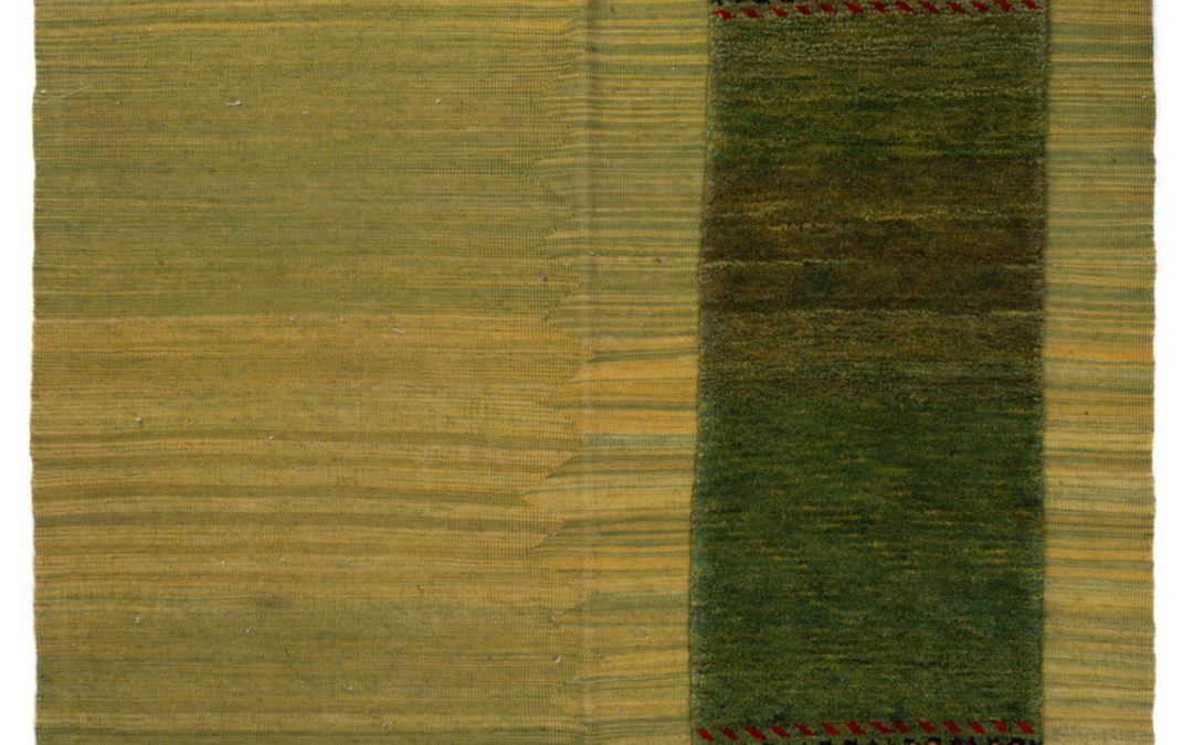 Tappeto Kilim Bakhtiari moderno, misura 1.60 per 1.10 metri. Tessitura piatta dal gusto contemporaneo.